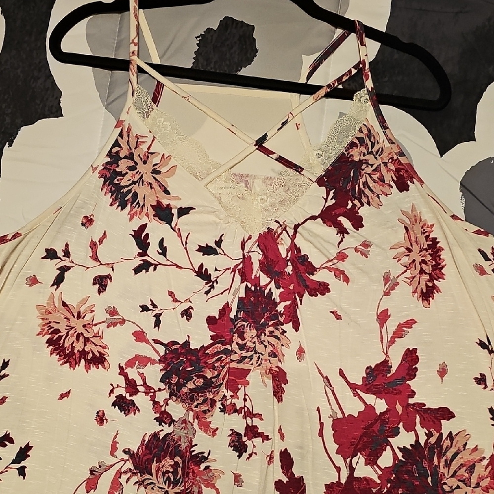 Floral Strappy Dress with Lace Detail